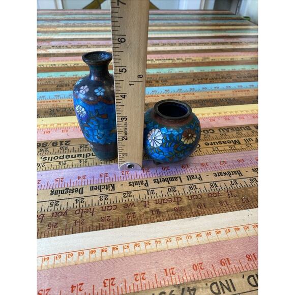 Japanese CLOISONNE Enamel on Bronze Vase & Ginger Jar Period Floral - Picture 14 of 15